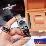 Perfect Replica Vacheron Constantin HEURES CRÉATIVES Black Dial Coffee Silk Strap 25mm Women's Watch 